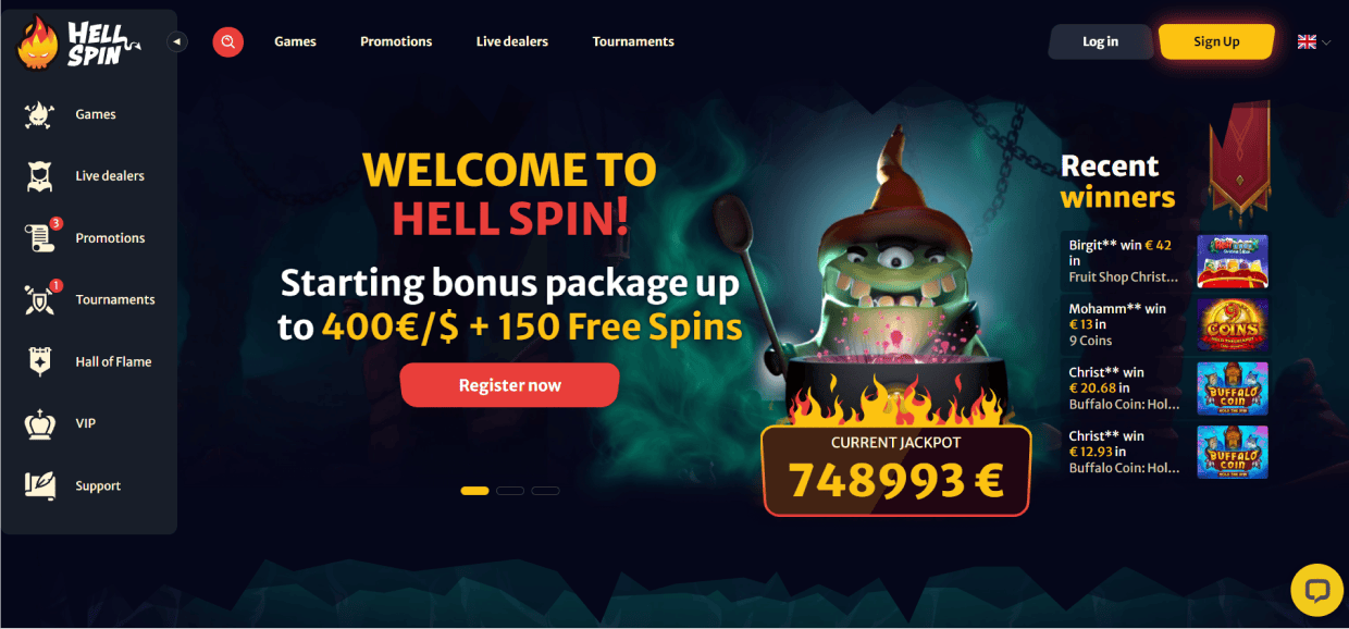 Hellspin Casino – MGA, mais de 4.000 jogos e 100% até €500 + 100 Rodadas Grátis